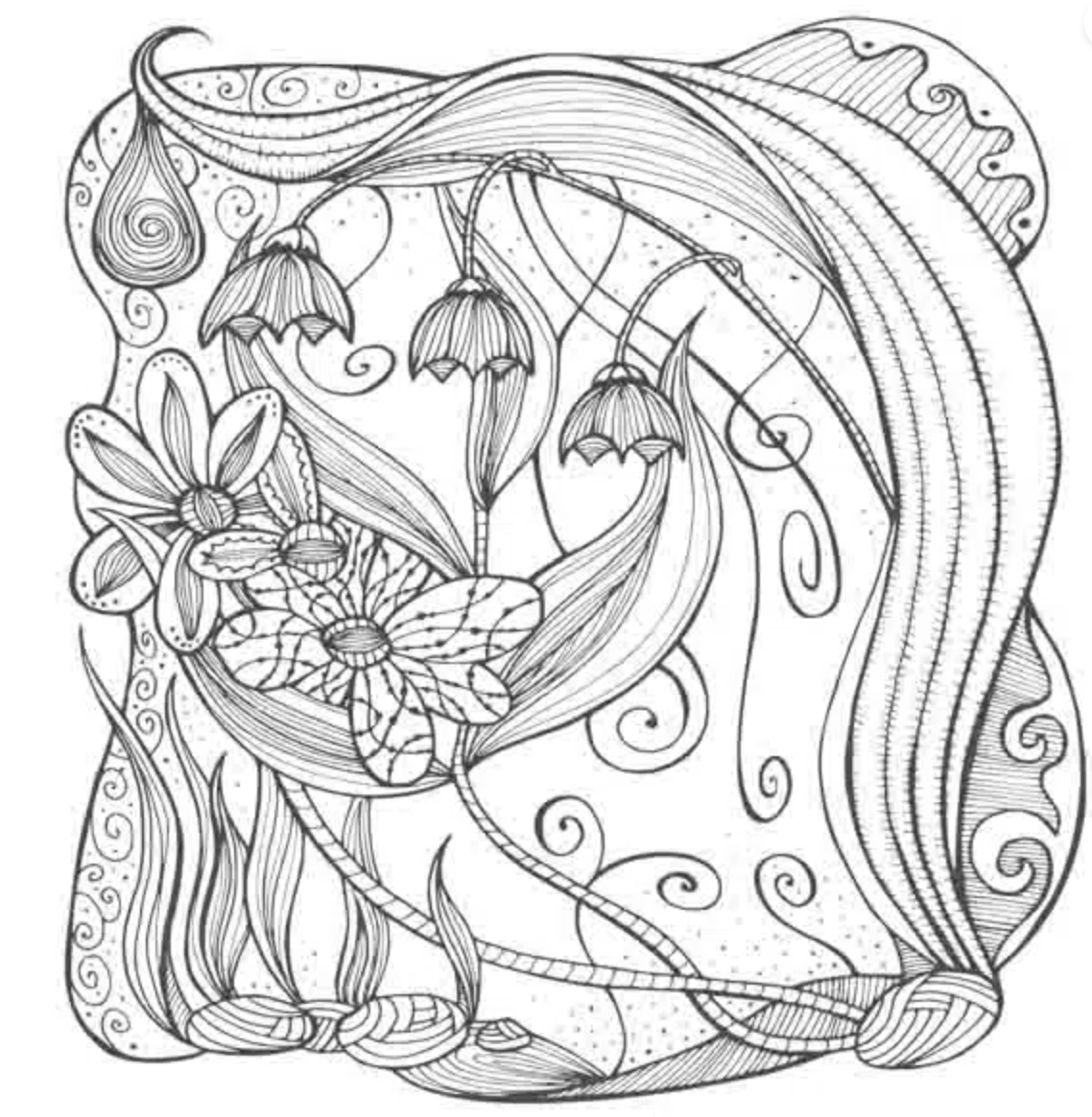 Tangle Raam 40x40 - Bloemen Art Nouveau